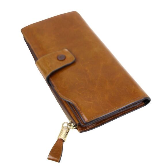 HANDCRAFTED TAN BROWN GENUINE LEATHER ID CARD COIN BILL HOLDER BIFOLD WALLET - Picture 4 of 13